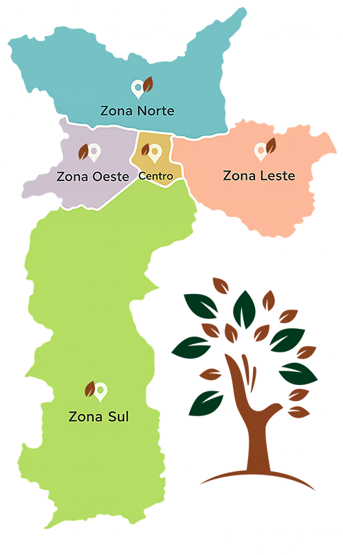 Mapa da área de atendimento da Lasac Multi Cuidados no Lar na cidade de São Paulo